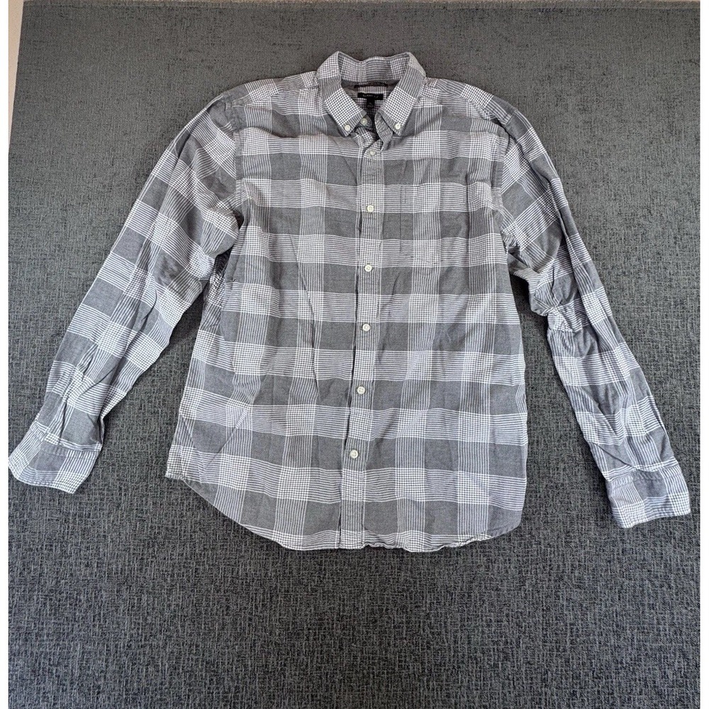 Banana Republic Shirt Mens XL Gray Grant Slim Fit Luxe Long Sleeve Button Down